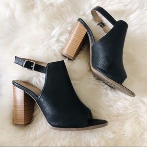 Covington black peep toe booties